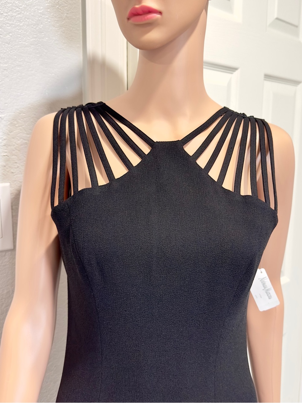 Dress The Population Black Strappy Back Mermaid Midi Dress Women M Formal - Picture 6 of 13